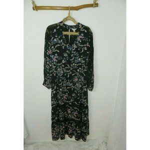 Belle Sky Dress Sleeve Black Floral Lace Cottage Core Long Sleeve Maxi Size XL